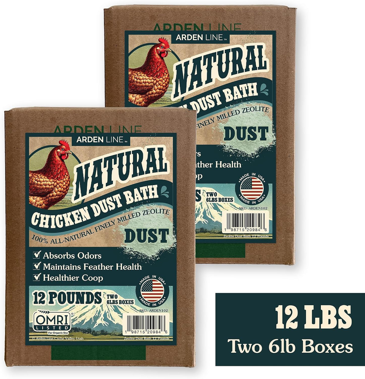 zeolite chicken dust bath, 24 lb, natural mineral, side view