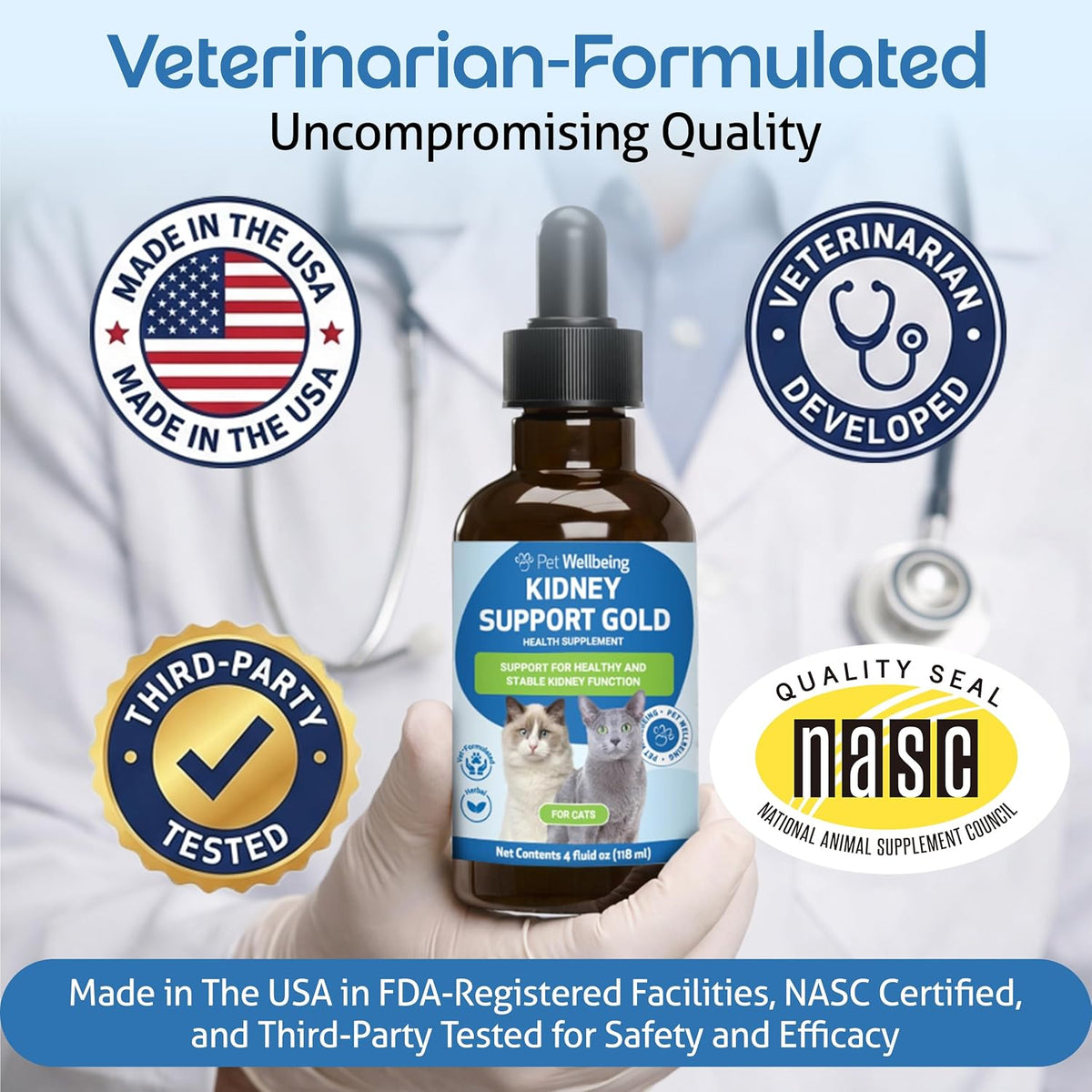 pet wellbeing kidney support gold for cats showing dimensions