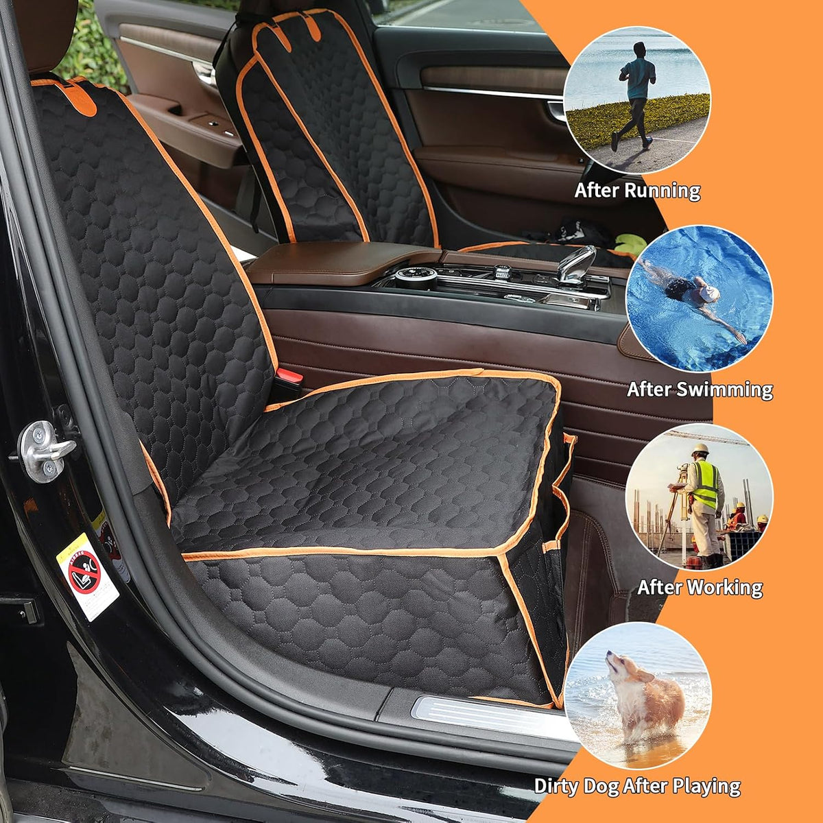 2 packs front seat car cover, waterproof dog, close-up detail