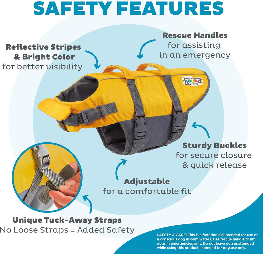 outward hound granby splash dog life jacket, life showing dimensions