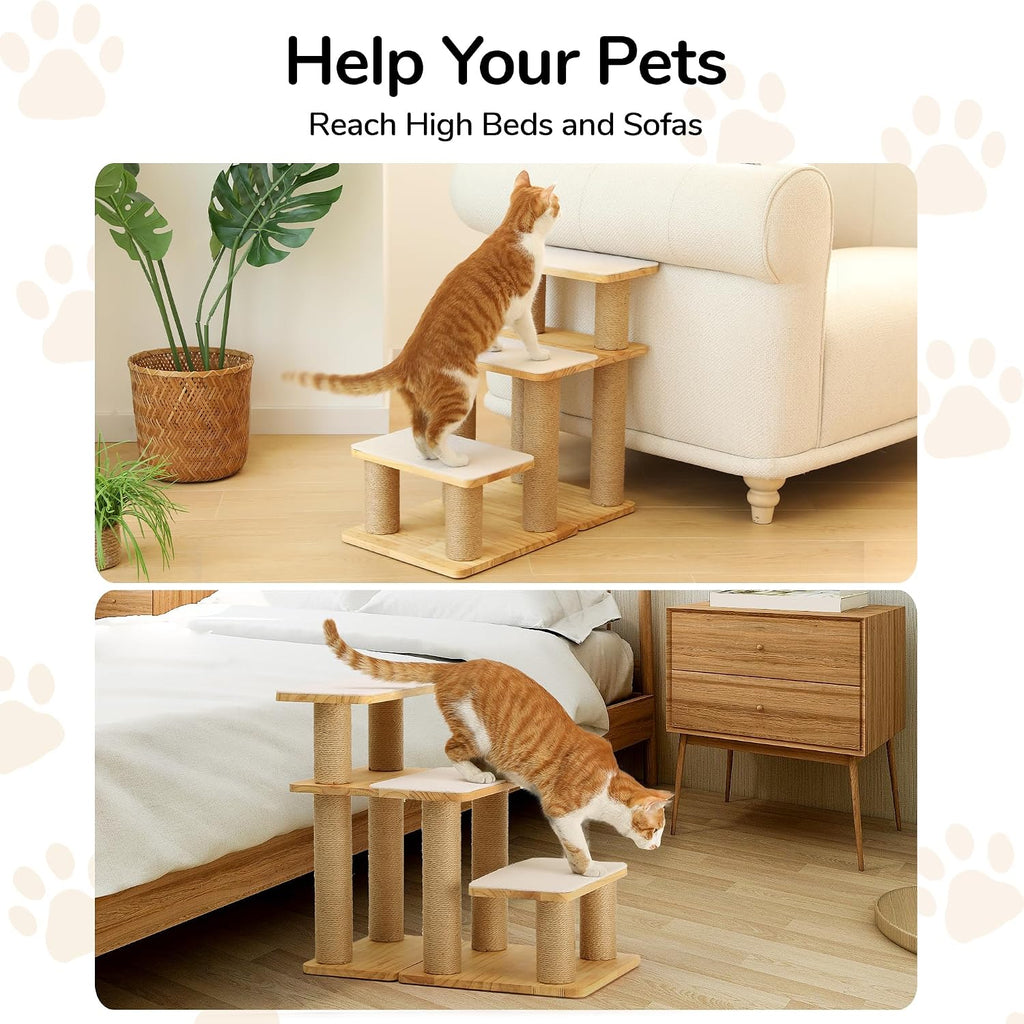 fukumaru dog stairs, solid wood pet stairs with, close-up detail