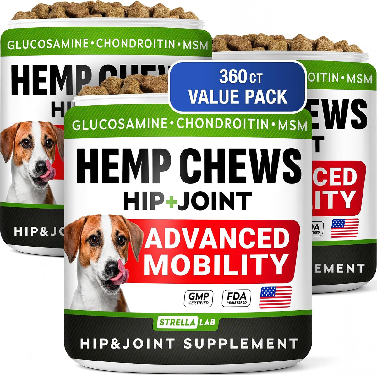 advanced joint hemp chews for dogs mobility, main product view