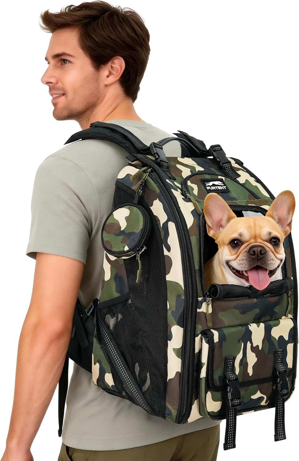 dog backpack carrier with ergonomic support, padded straps, main product view