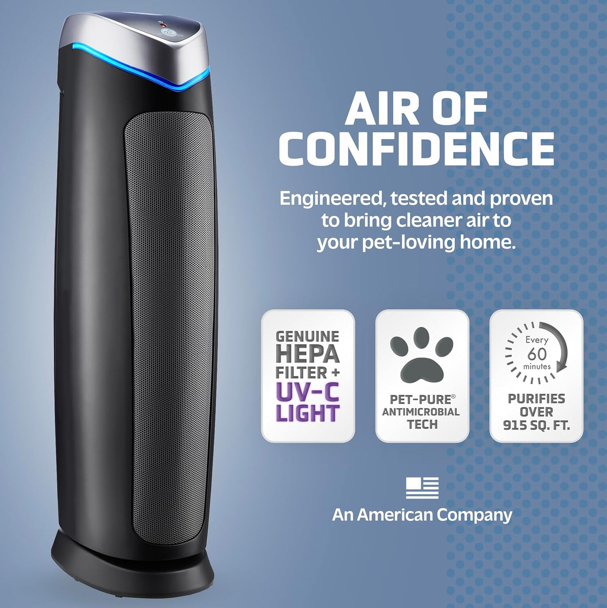 germguardian air purifier with genuine hepa 13 pet, close-up detail