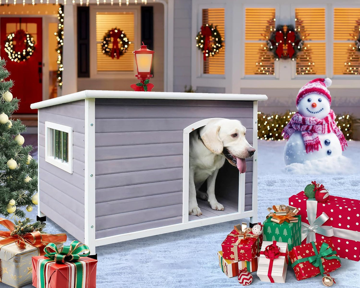 44" wooden large dog houses outdoor indoor, waterproof, package contents
