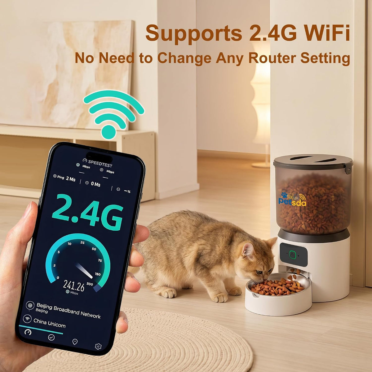 automatic cat feeders 4l timed dry food dispenser, close-up detail