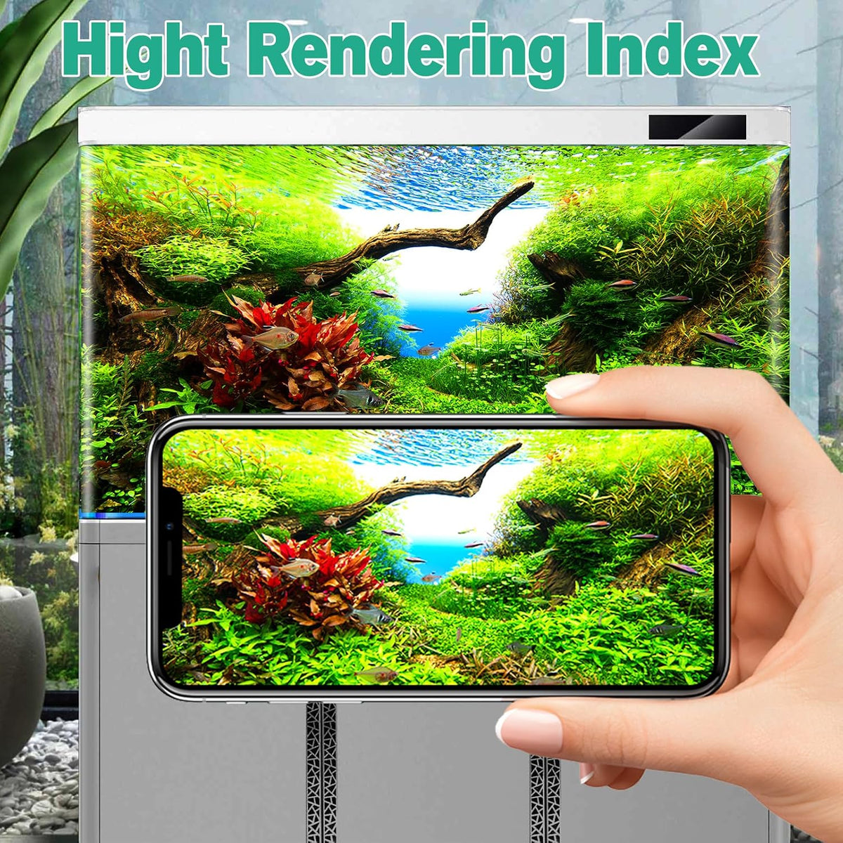 hygger clip on led aquarium light, 24/7 cycle, front angle view