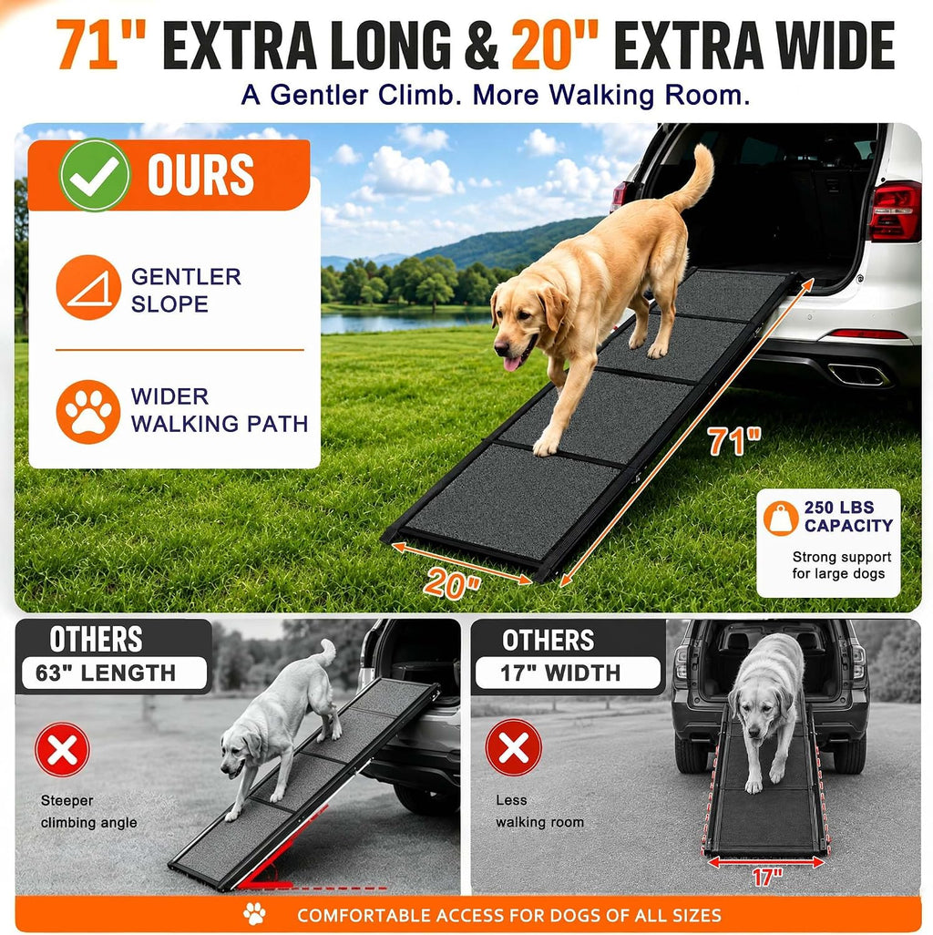 dog ramp for car, 71 x 20 in, close-up detail