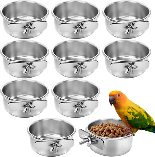 bird food bowls stainless steel parrot cage water, main product view