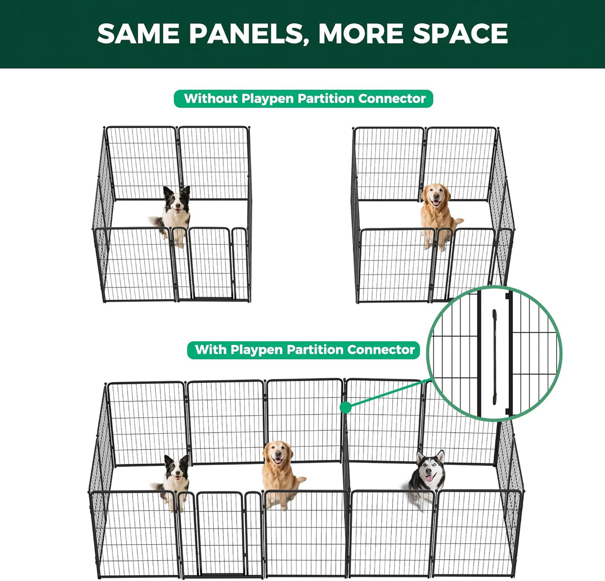 fxw divider connectors, dog playpen accessories, 2 pack, side view