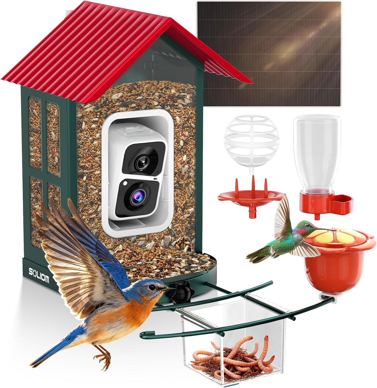 soliom smart bird feeder with camera for outdoors, main product view