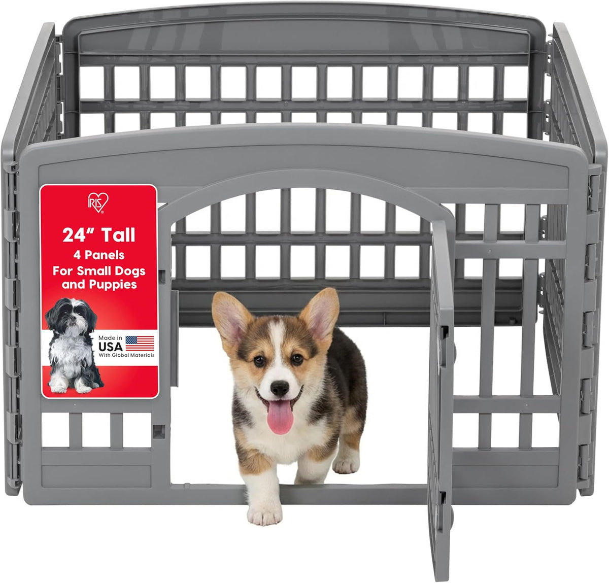 iris usa 4-panel dog playpen, pet enclosure, dark, main product view