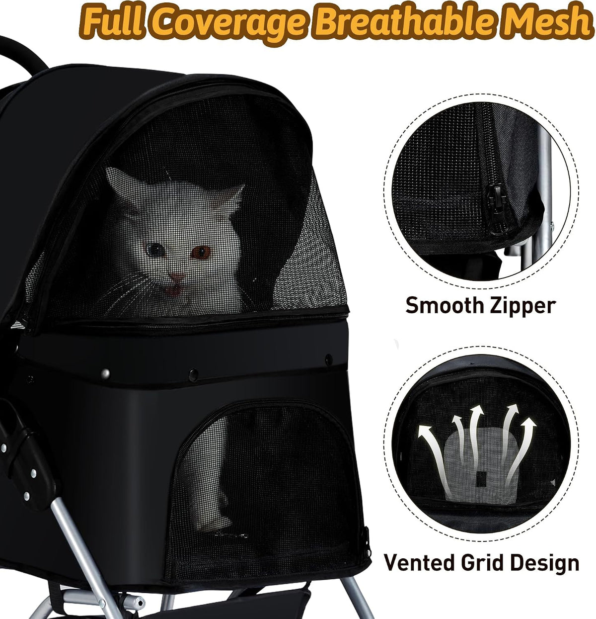 foldable pet stroller 4 wheels for small medium, package contents