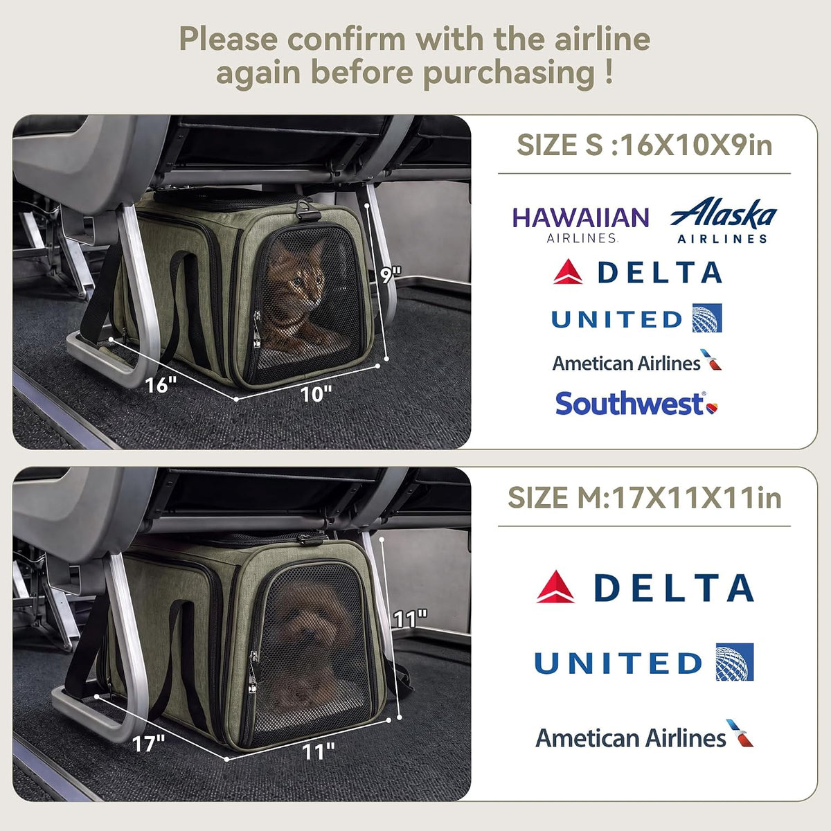 petsfit small expandable cat carrier for air travel, close-up detail