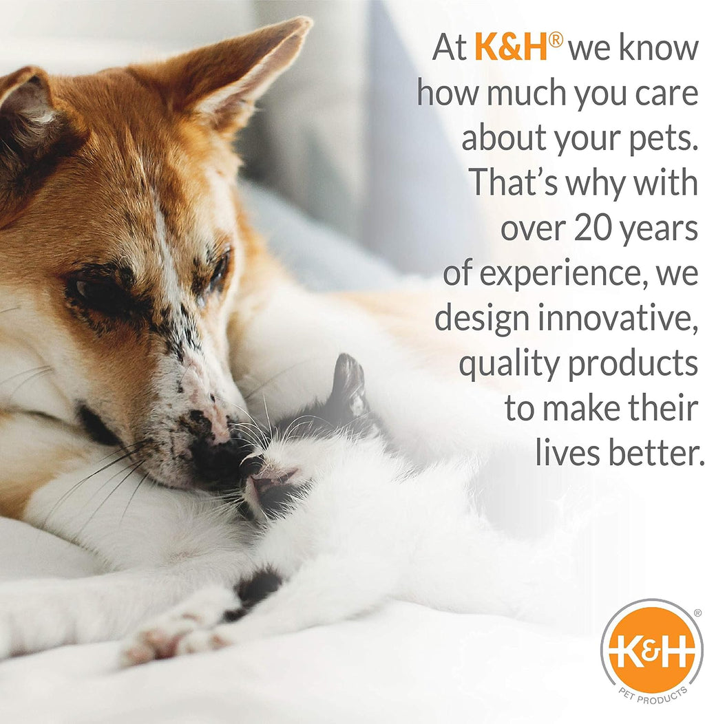 k&h bolster dog cot cooling indoor/outdoor dog bed on a desk or shelf