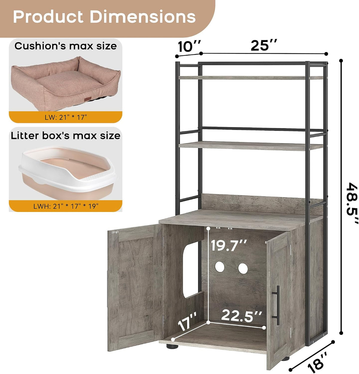 cat litter box enclosure with storage 2-in-1 hidden shown in use