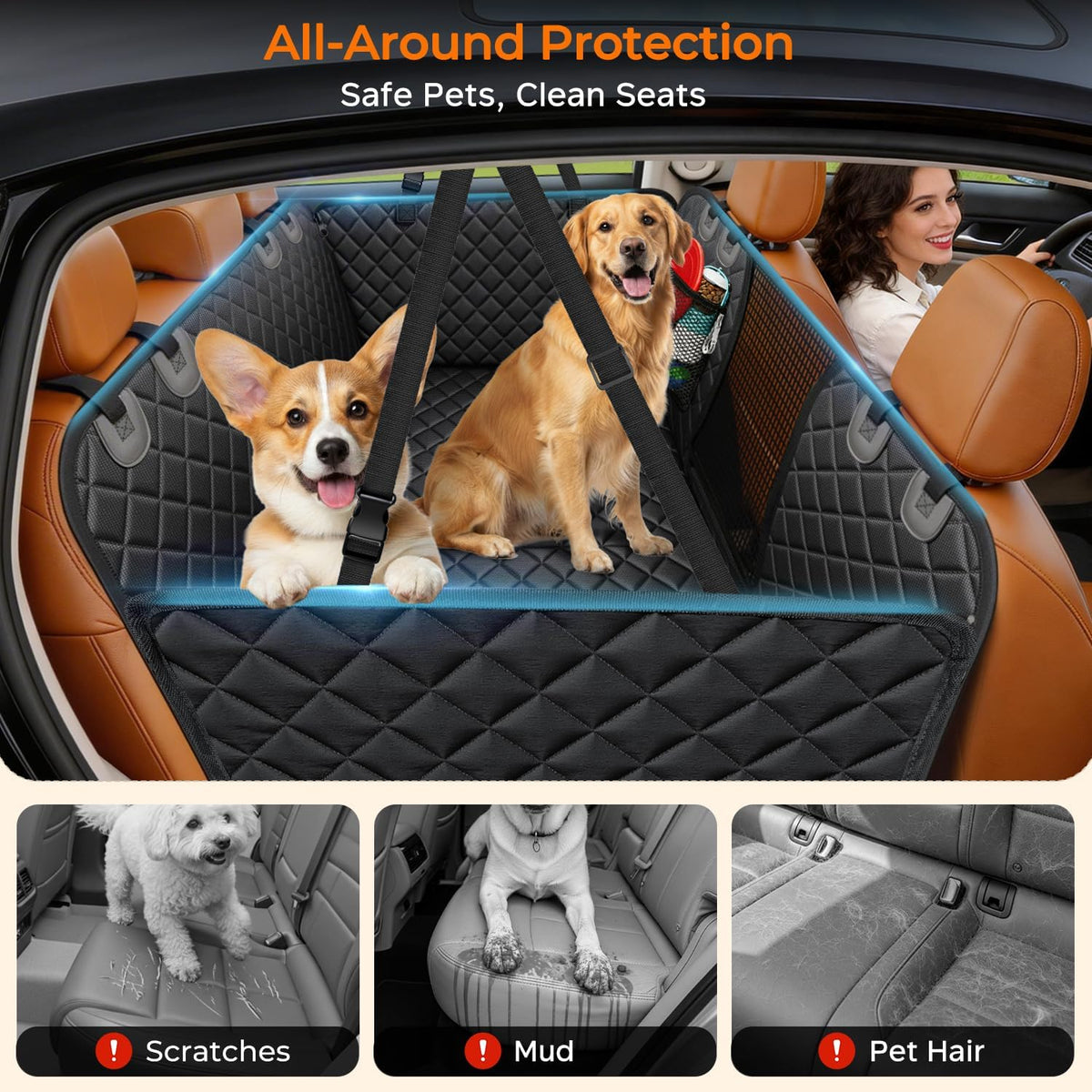 urpower hard bottom dog car seat cover for, side view