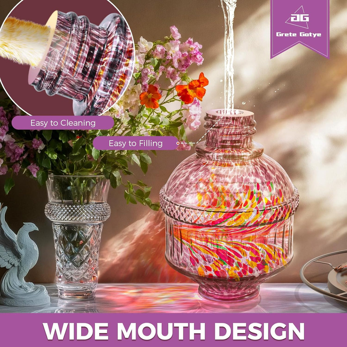 hand blown glass hummingbird feeders for outdoors, 25 showing dimensions