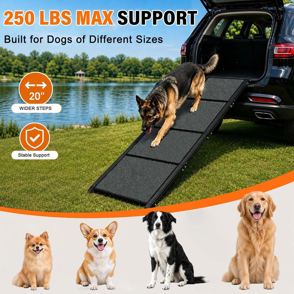 dog ramp for car, 71 x 20 in, side view