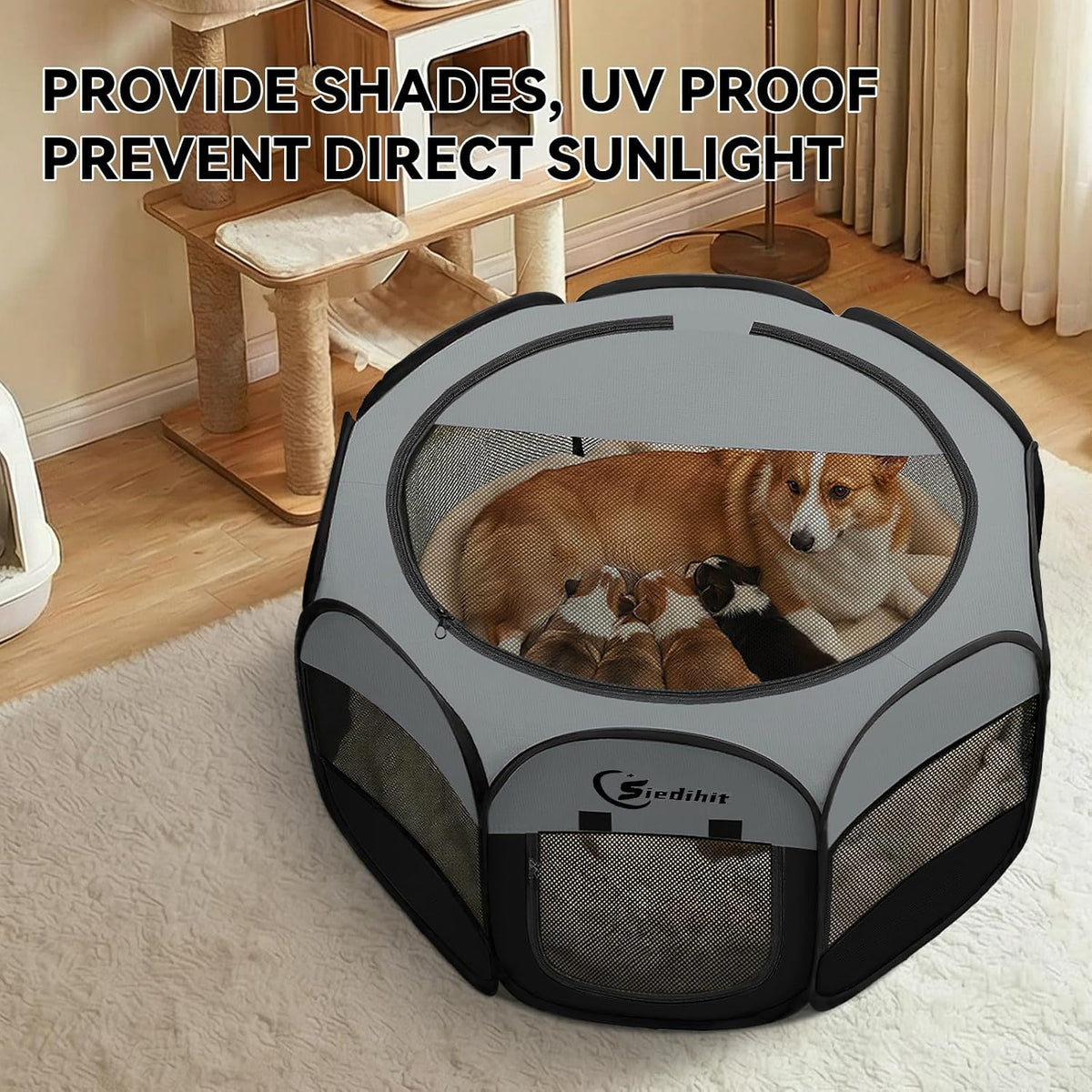 siedihit dog cat playpen, puppy pet playpen indoor showing dimensions