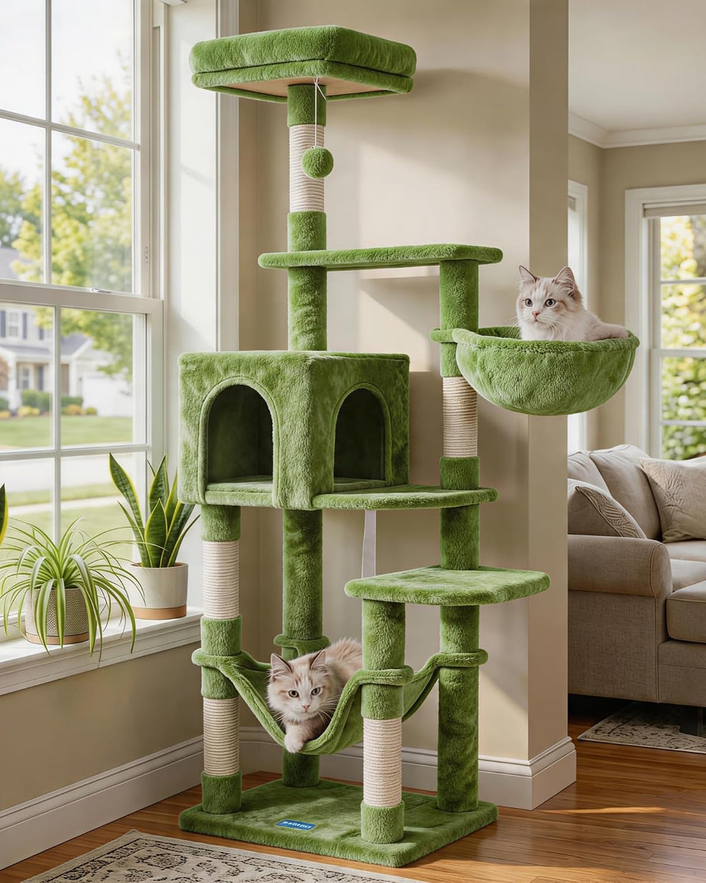 hey-brother cat tree, multi-level sisal covered scratching posts, main product view