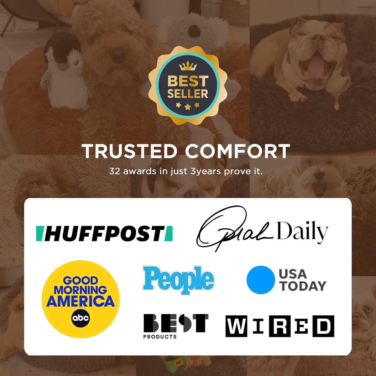 bedsure calming dog bed medium size dog donut, front angle view