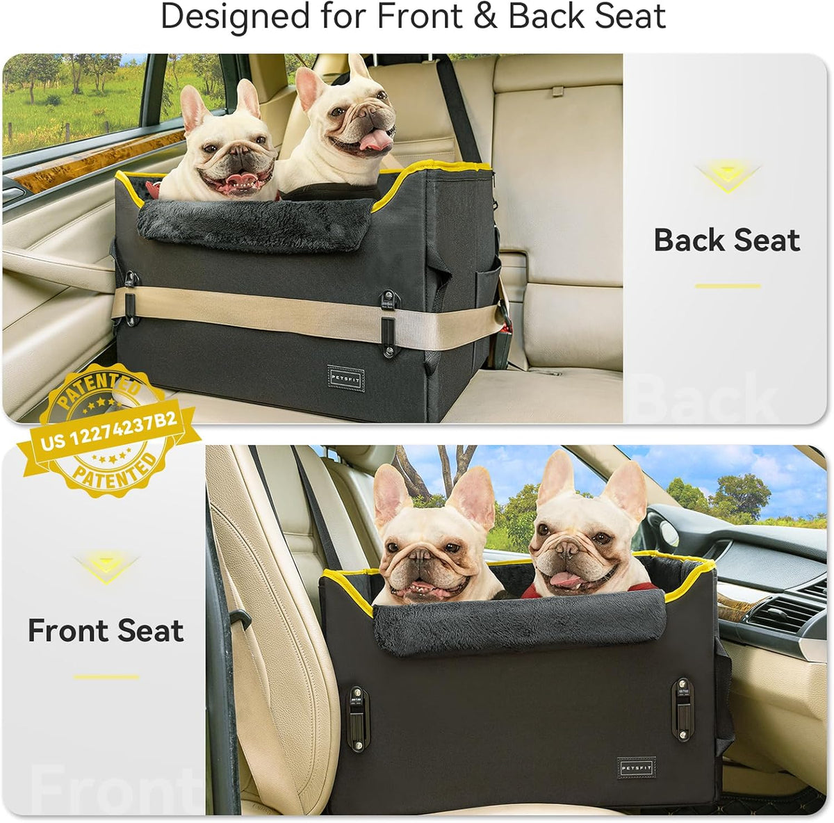 petsfit dog booster car seat, dog car seats shown in use