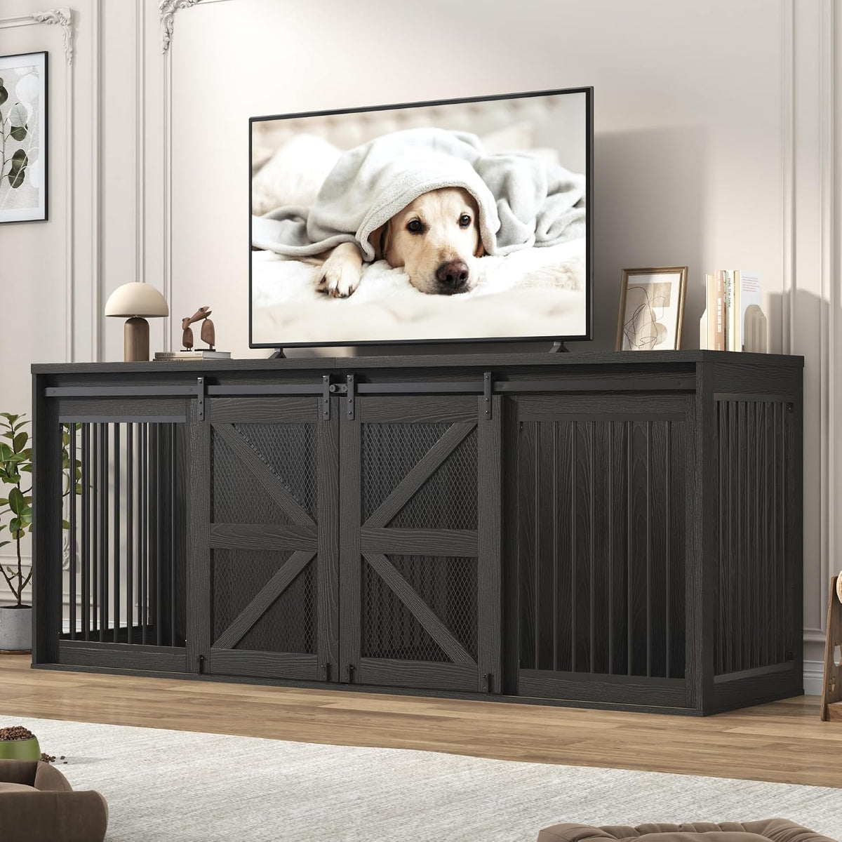 jiteentarou87in farmhouse dog crate tv stand, wooden dog, main product view