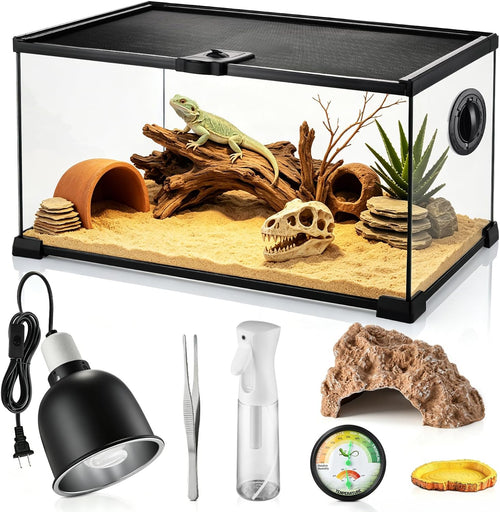 10 gallon reptile terrarium glass starter habitat with, main product view