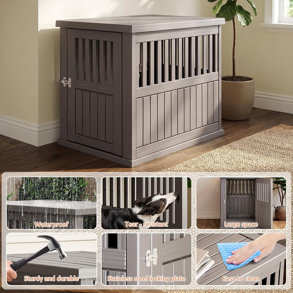 fancyango heavy duty dog crate furniture lockable indoor on a desk or shelf