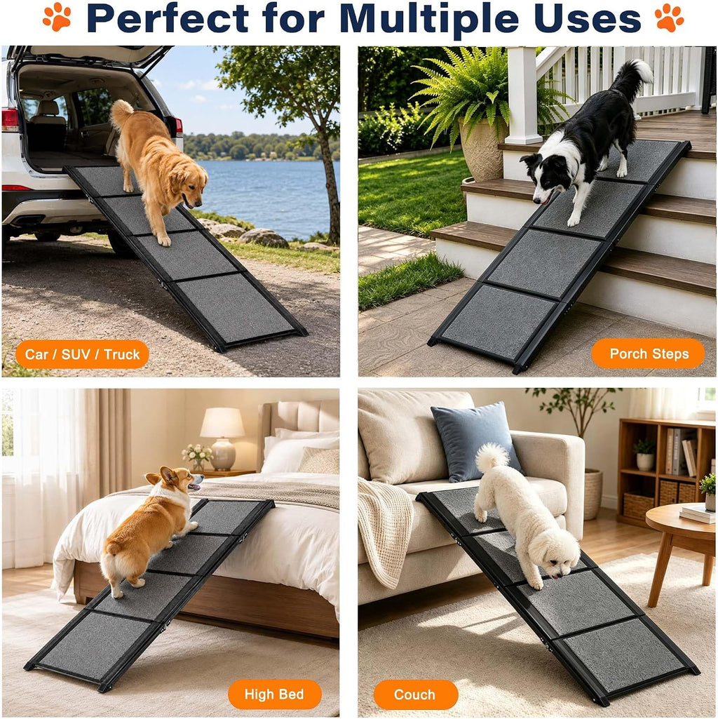 dog ramp for car, 71 x 20 in, front angle view