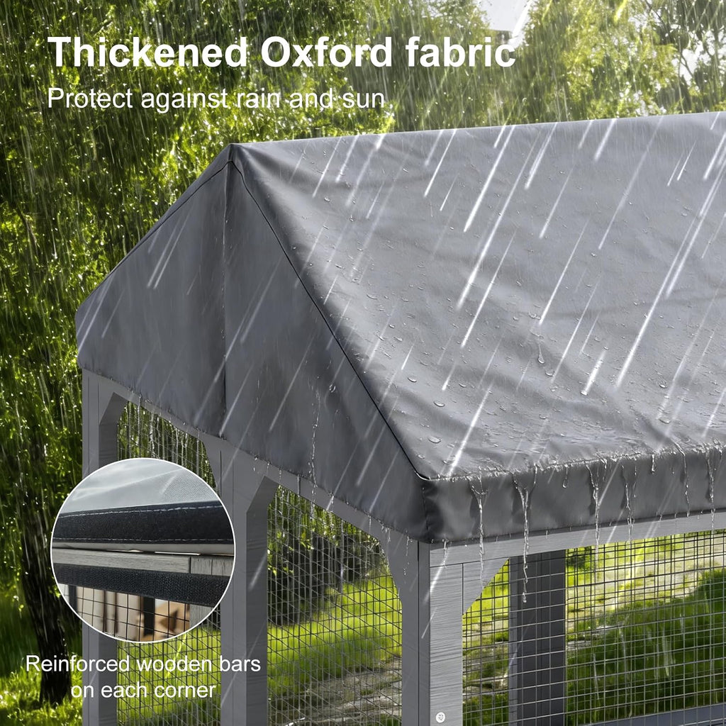 timhaka 72" catio outdoor cat enclosure with waterproof showing dimensions