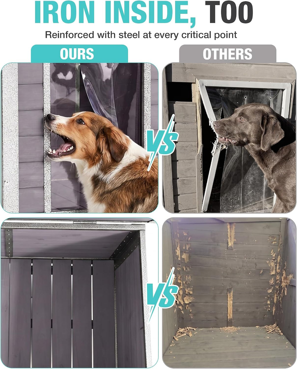 suumerpety feral dog house outdoor,anti bite iron frame, package contents