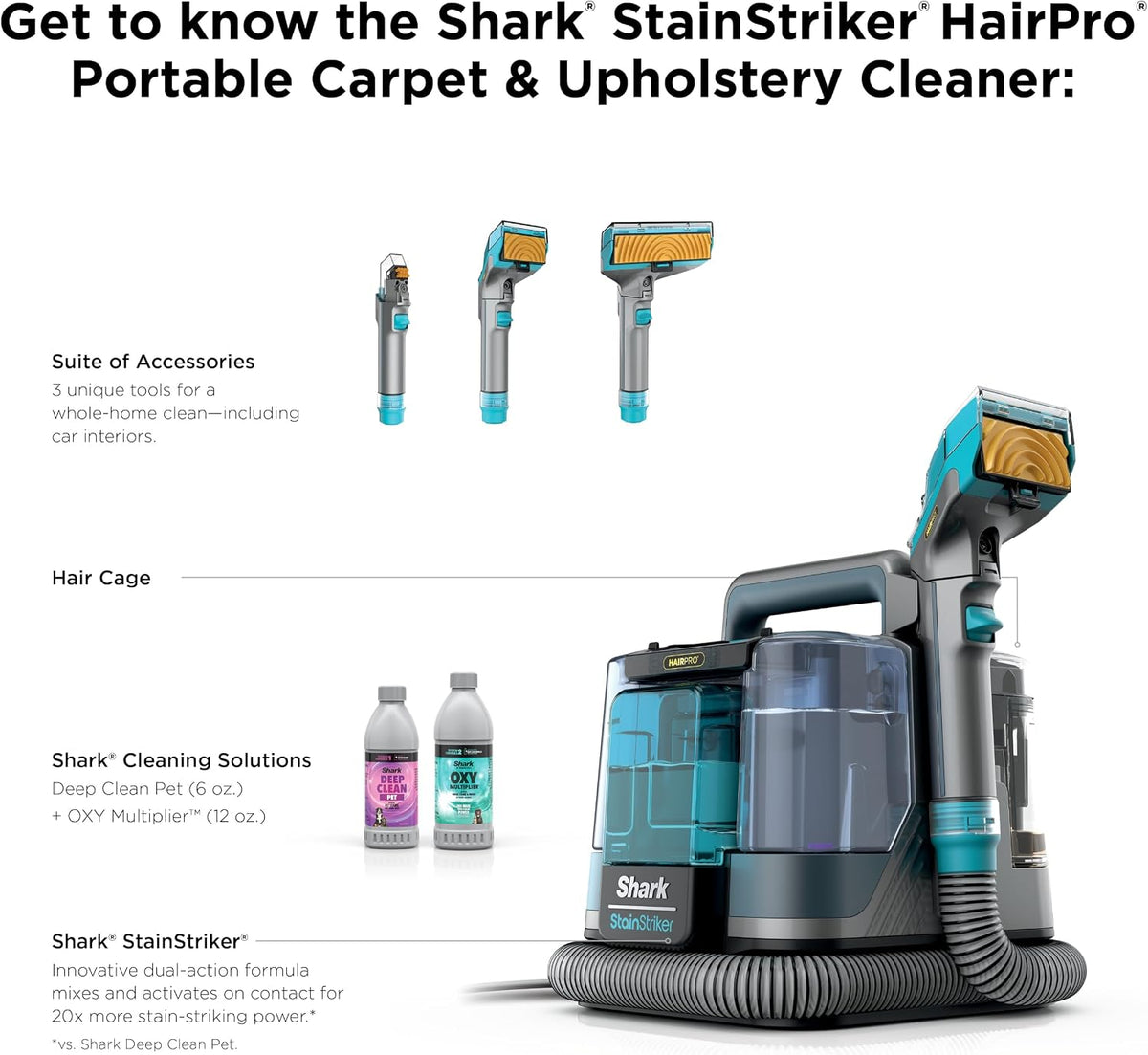 shark stainstriker hairpro portable stain cleaner, 3 tools, view 11