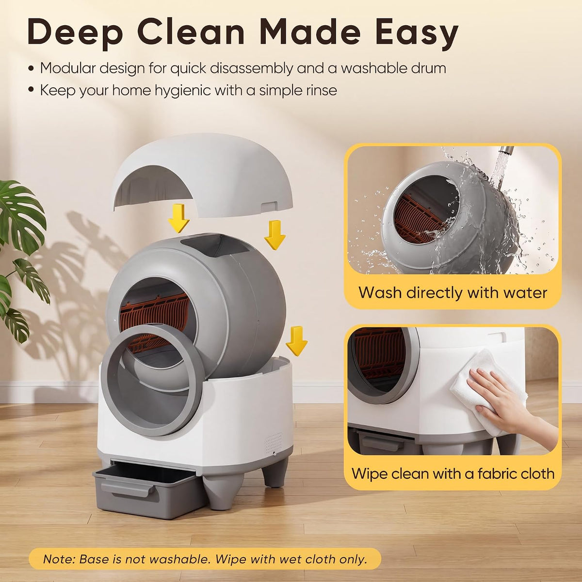 greesum enclosed self-cleaning cat litter box with app showing dimensions