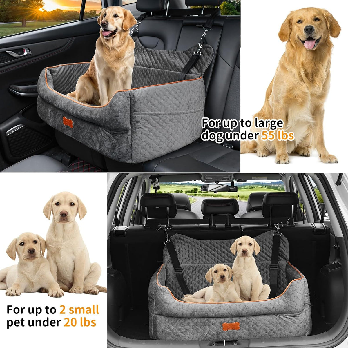 dog car seat for medium & large dogs, side view