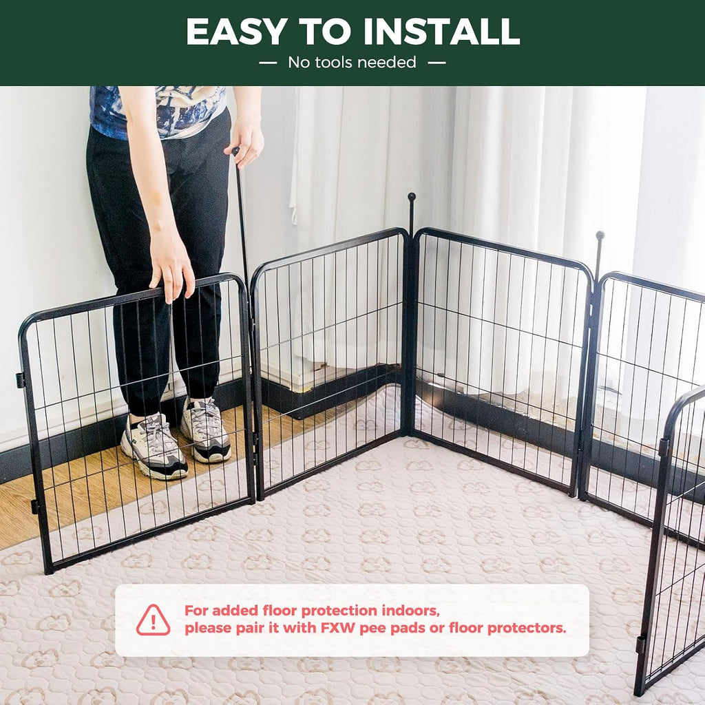 fxw rollick dog playpen, indoor, yard & rv showing dimensions