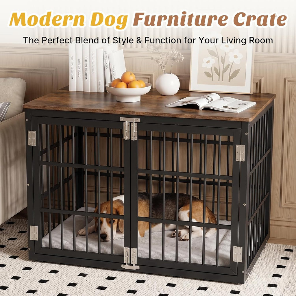 dumos dog crate furniture 38 inch indoor crate, side view