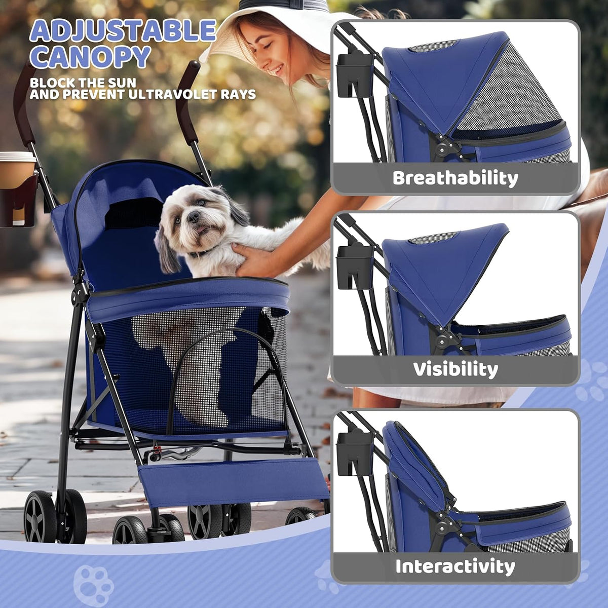 magshion compact fold pet travel stroller for small showing dimensions