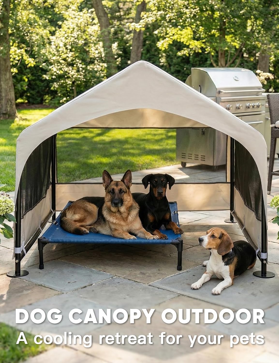 suddus dog house outdoor, extra large dog tent shown in use