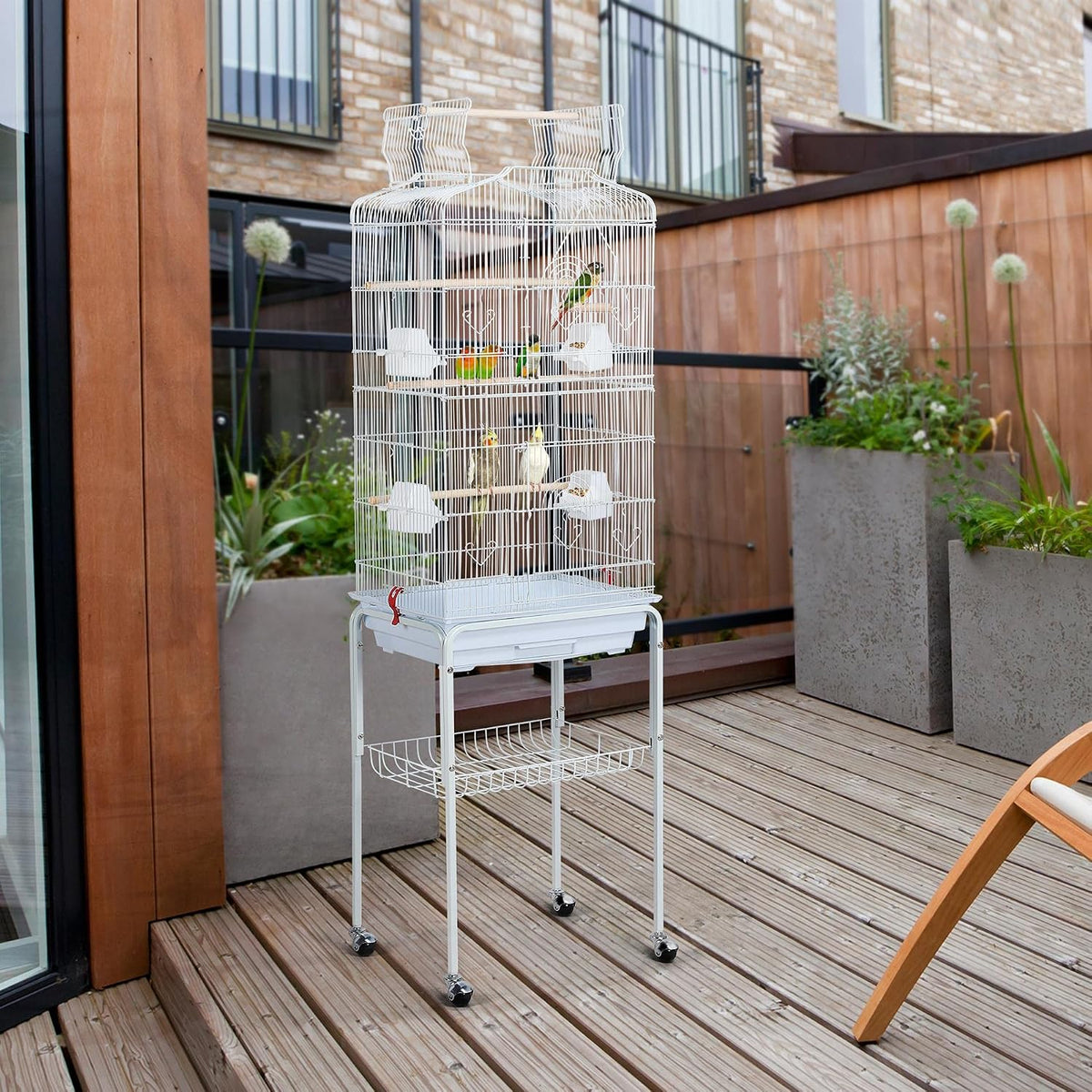 topeakmart open play top large parakeet bird cage shown in use