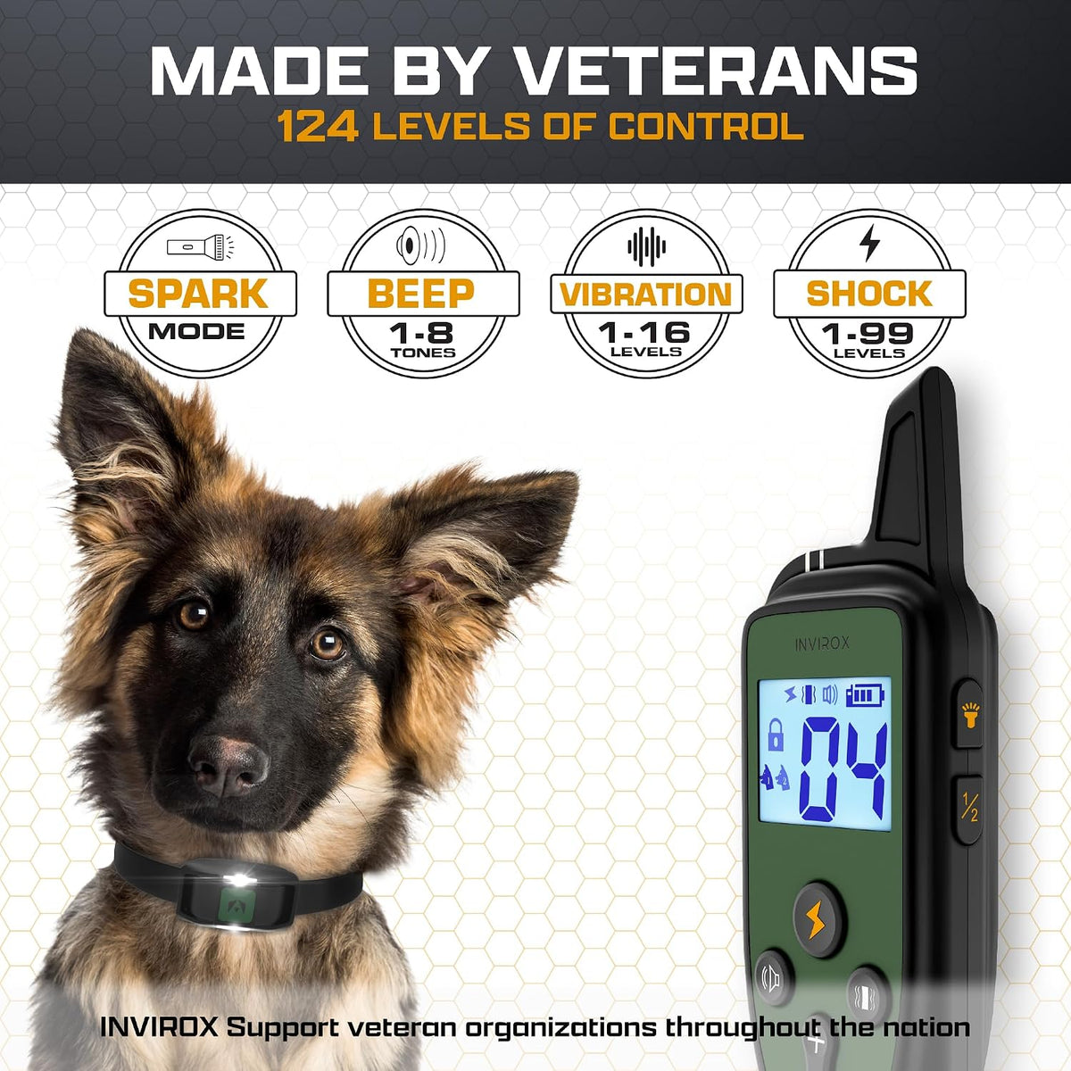 invirox dog training collar with remote, shock collar shown in use