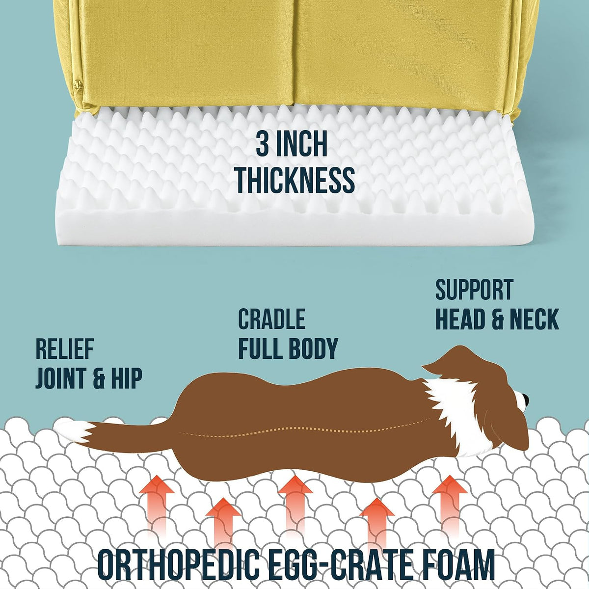 pelzin orthopedic dog bed house - outdoor waterproof, close-up detail
