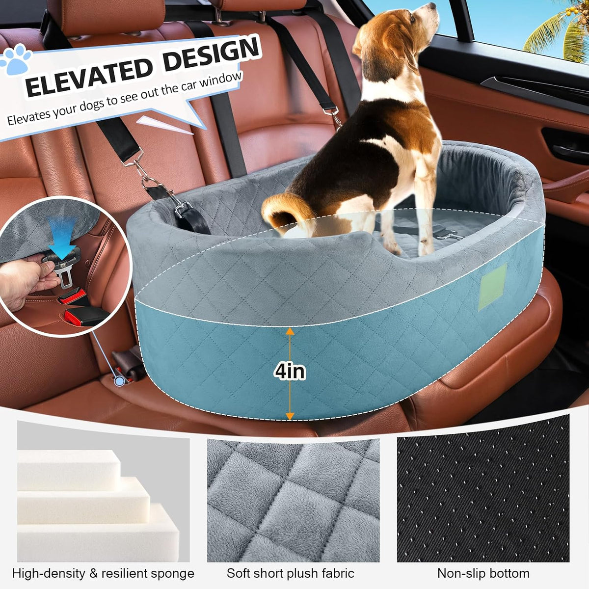 dog car seat for medium & large dogs shown in use