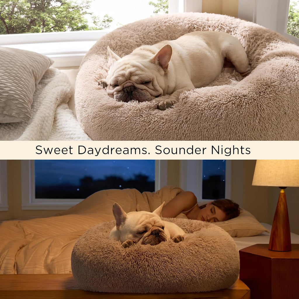 bedsure calming dog bed medium size dog donut, side view