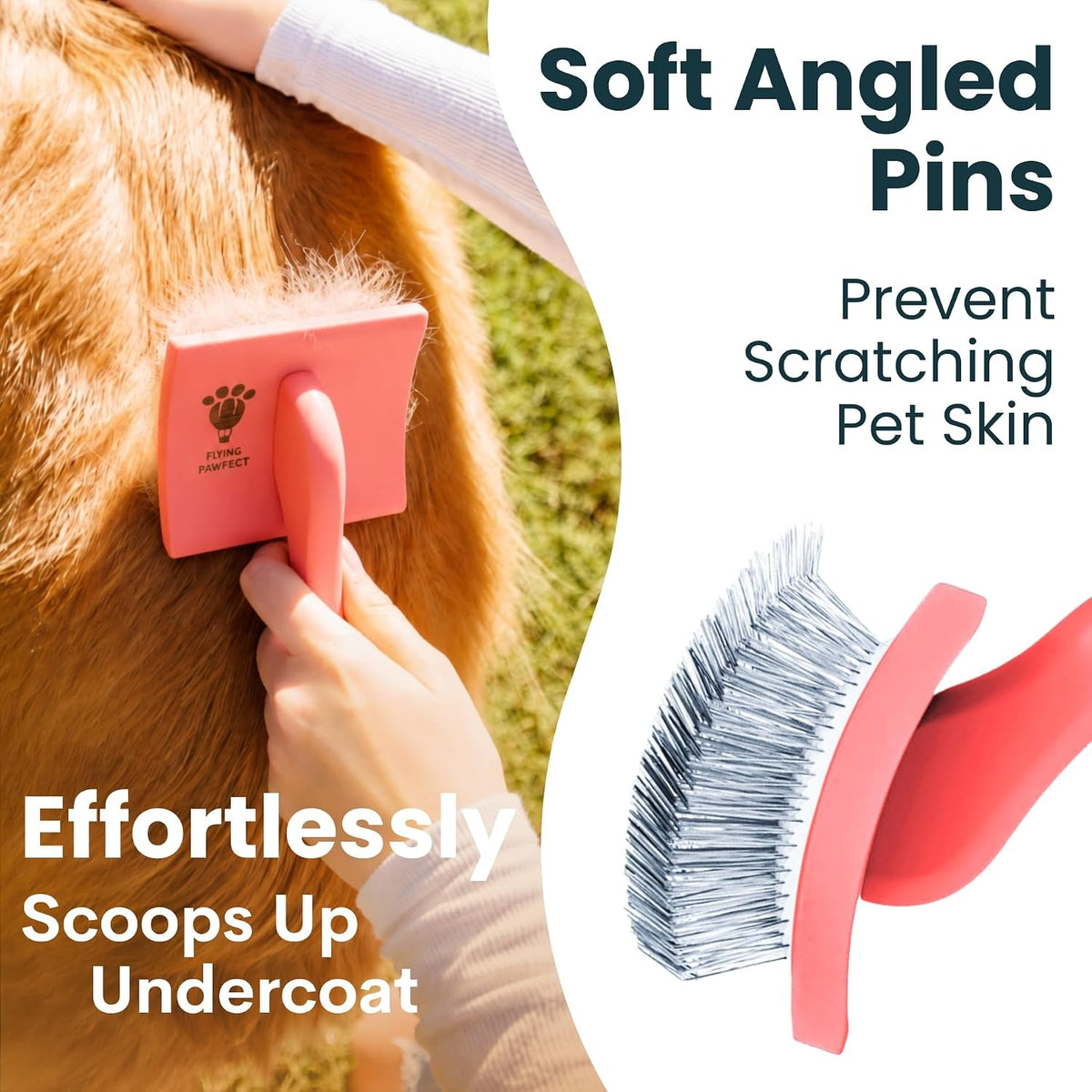 premium slicker brush for dogs - long pin, close-up detail