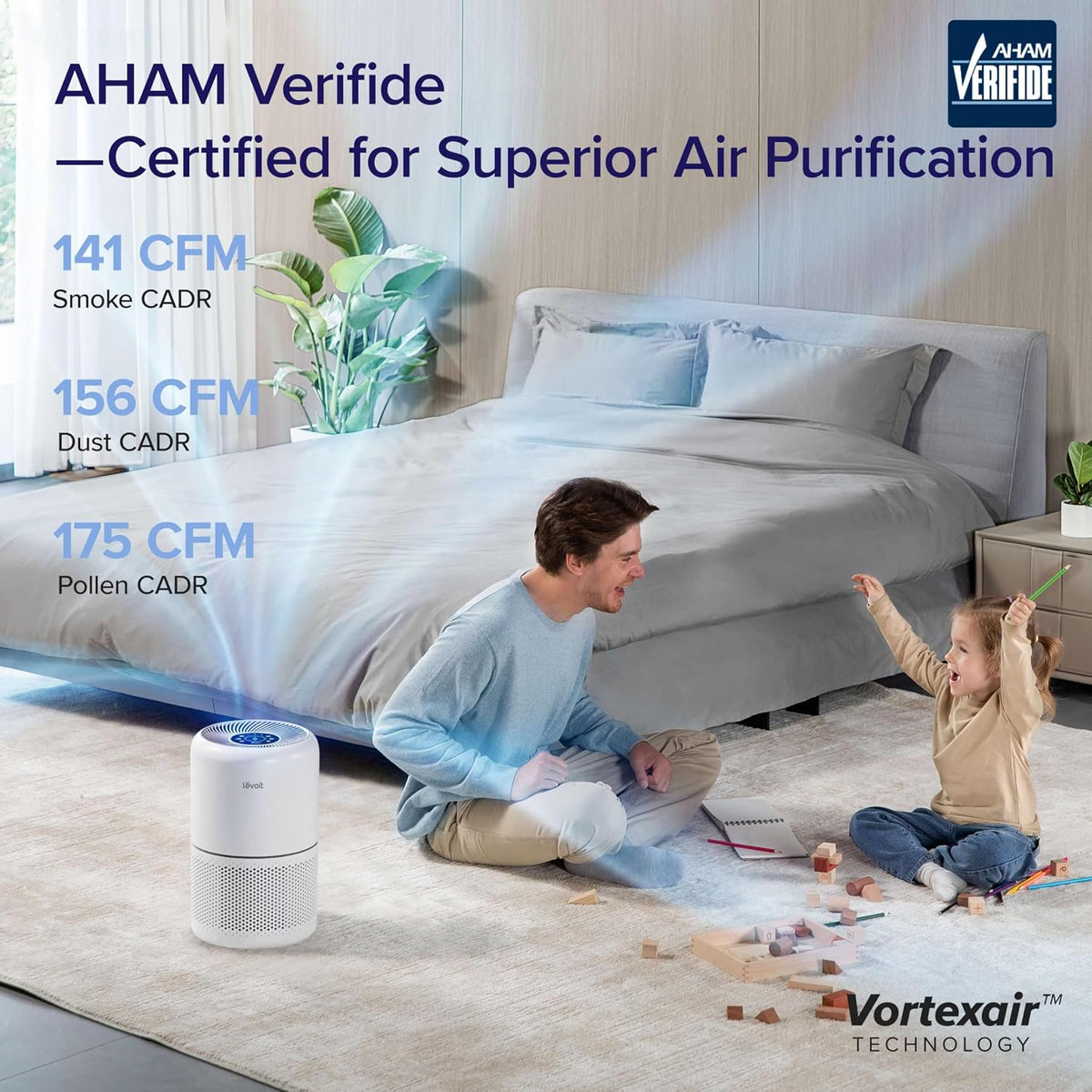 levoit air purifiers for home pets bedroom, smart shown in use