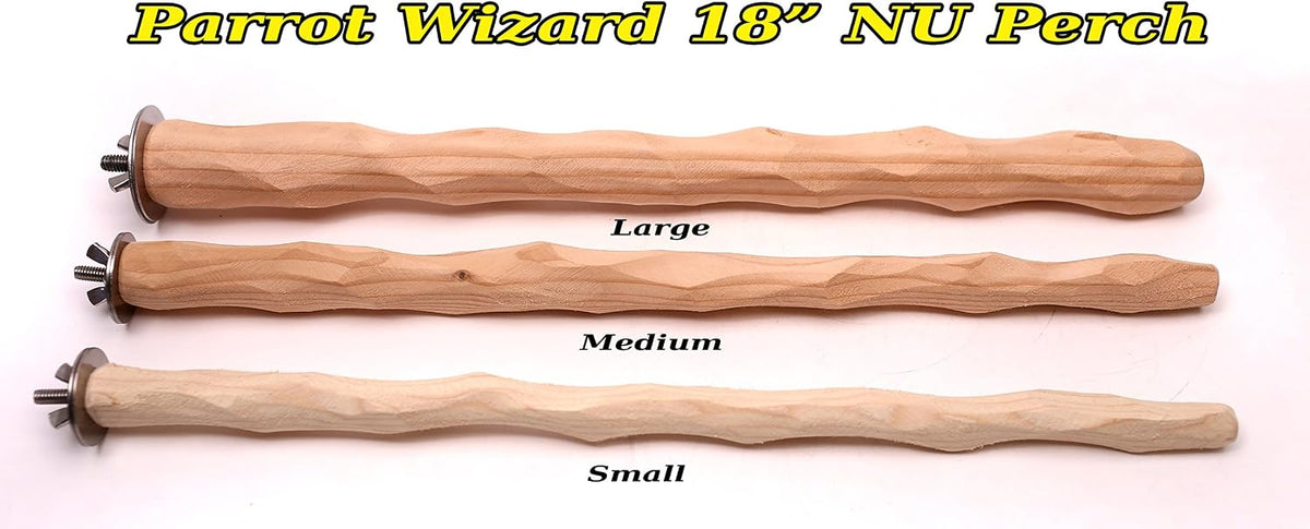 18" extended nu perch® - medium for conures, side view
