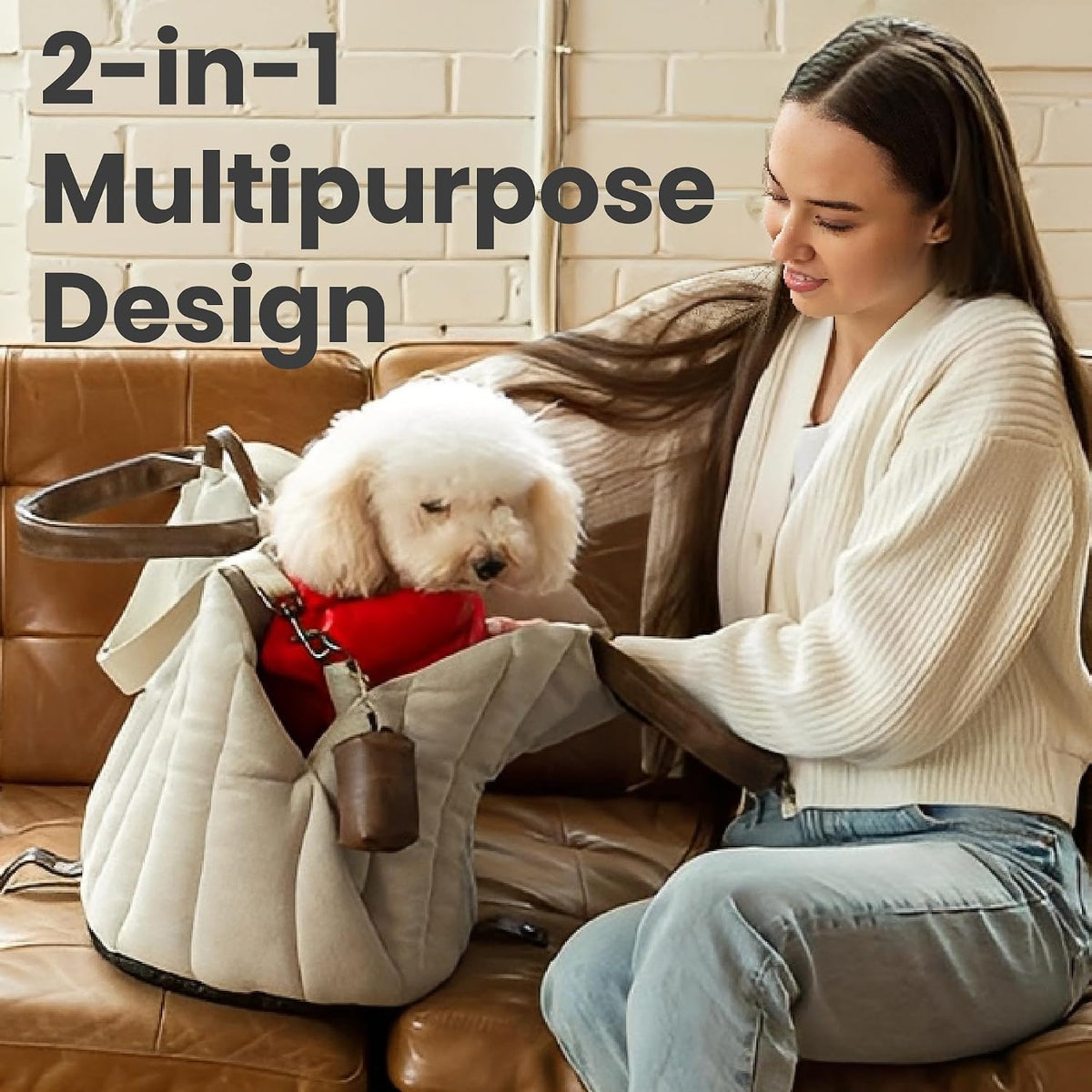 pawspik 3-in-1 tote pet carrier, travel bed & showing dimensions