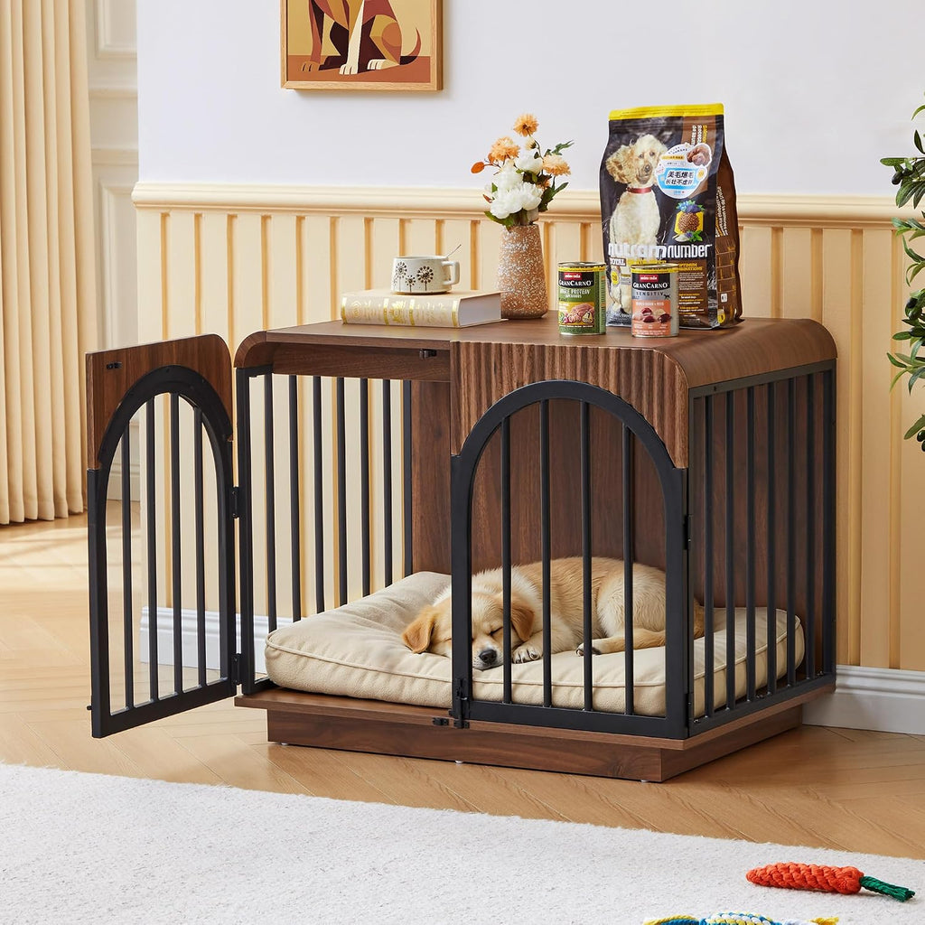 31.5" fluted wooden dog crate furniture for small, main product view